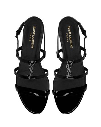 Saint Laurent Women's Cassandra Sandals In Patent Leather Black