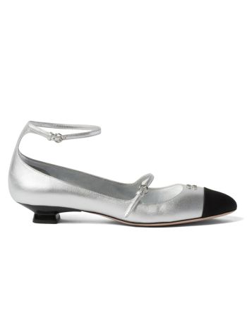 Miumiu Women's Mordore Nappa Leather And Grosgrain Pumps Silver