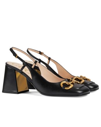 Gucci Women's Mid-heel Slingback With Horsebit Black