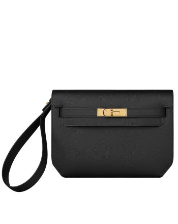 Hermes Kelly Depeches 25 Pouch Black