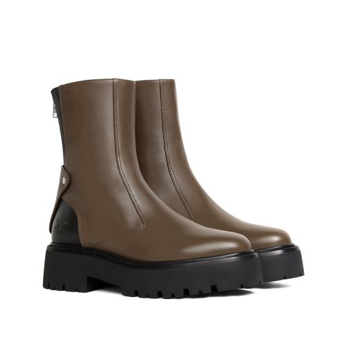 Celine Women's Bulky Boots With Back Zip And Triomphe In Calfskin 